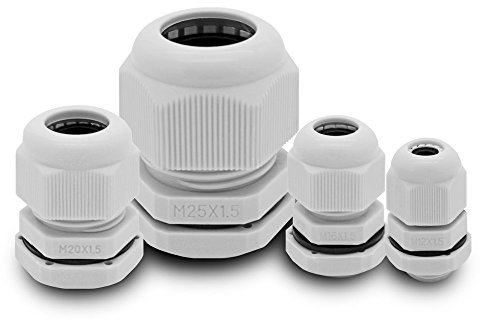 ARLI Kabelverschraubungen IP68 Set 40er grau M12 M16 M20 M25 x 1,5mm Kabelverschraubung Kabel Verschraubung metrisch Gegenmutter wasserdicht Kunststoff wasserdichte M 12 16 20 25