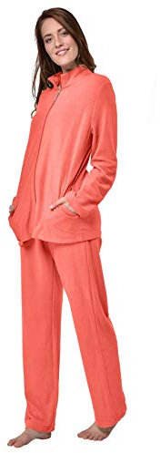 RAIKOU Tuta Casa Donna in Pile Tuta per Tempo Libero da Donna Tuta da Ginnastica Donna Tute Donna per Jogging Training Sportiva Casual Pigiama (48-50,Corallo)
