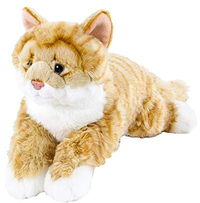 Teddys Rothenburg Uni-Toys Kuscheltier Katze liegend rot/weiß getigert 40 cm Plüschkatze