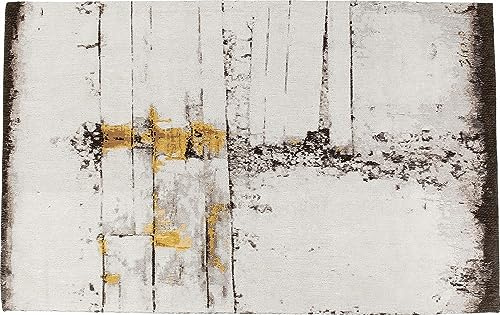 Kare Design Teppich Abstract Grey Line, großer Wohnzimmerteppich, gewebter Bodenteppich, Vorleger, Läufer, Grau, 1x200x300cm (H/B/T)