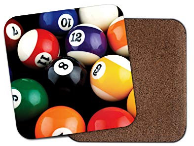 1 x Pool Balls Coaster - 8 Ball Snooker Game Stripes Dad #12836