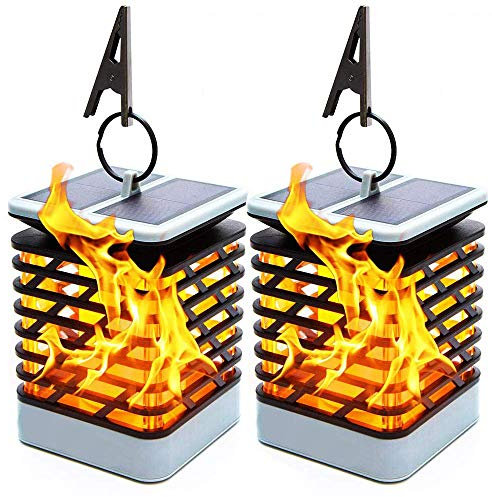 Sunboia Solarleuchten Außen,2 Stück Wandleuchte,75 LEDs Flammenlampe Nachtlicht,Solarlampe für Wände, für den Gartendeko , Auffahrt Innenhof,Hof,Flur,Veranda