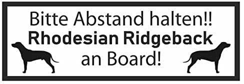 Samunshi® Aufkleber Rhodesian Ridgeback an Board - Schild Sticker Hinweisschild Warnschild Vorsicht Hund 10 x 3,5cm Rhodesian Ridgeback an Board schwarz