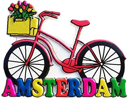 Amsterdam Holland 3D Bicycle Souvenir Fridge Magnet Gift,Handmade Home & Kitchen Decoration Amsterdam Refrigerator Magnet Collection