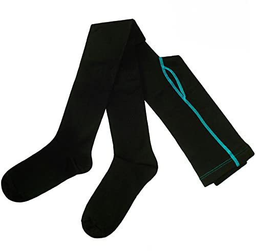 Weri Spezials Herrenstrumpfhose mit Eingrif in mehreren tollen Farben (50-52, Schwarz-Hellblau Naht)