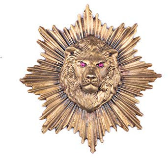 Vatslacreations Lion Power Brosche, Löwenbrosche & Manschettenknöpfe, Tierthema Reversnadel, Antik Gold Löwe Brosche, Metall Brosche, Messing Brosche, Metall Löwe Manschettenknöpfe