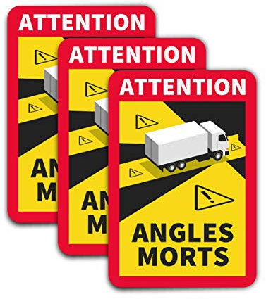 GOYAPRINT Aufkleber mit toten Winkeln, 3 Stück, Achtung Angles Morts, Pflicht in Frankreich für schwere Güterfahrzeuge (Camion3)