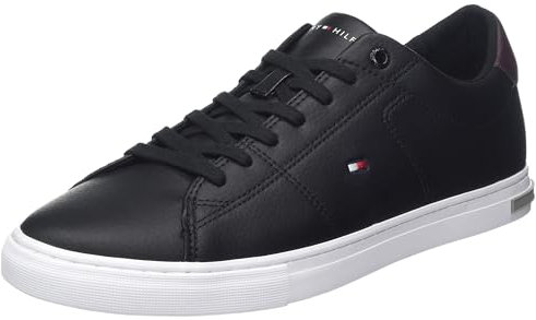 Tommy Hilfiger Herren Vulcanized Sneaker Essential Leather Detail Vulc Schuhe, Schwarz (Black), 44 EU