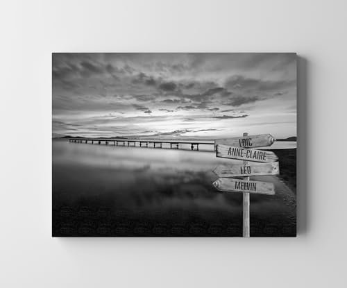 CREATIVA DIGITAL IMPRESION Y DISEÑO Cuadro Personalizado Multinombre | 4 Nombres | 70 x 50 cm | 100% a tu Gusto | Lona y Madera | Ideal para Sorprender a tu Familia | Excelente para Decorar el Salón