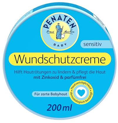 Penaten Penaten Wound Protection Cream, Soothing Baby Wound Protection Cream with Zinc Oxide for Nappy Protection (1 x 200 ml) 200 ml