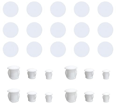 YouU 90 pièces Bouchons pour Trou ø 6mm/8mm/10mm Blanc 54 pièces Cache Vis Auto Adhésifs Vis Trou Autocollants pour Meubles Ø 21 mm