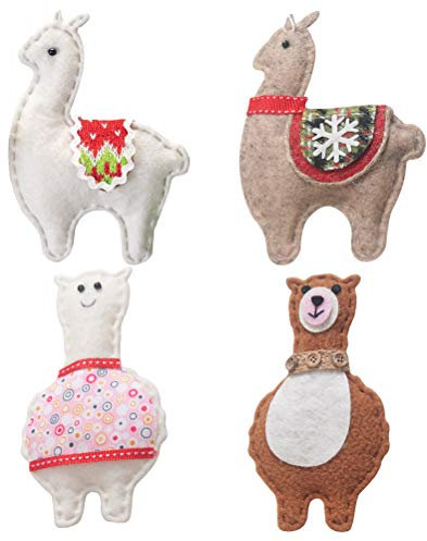 1 Satz 4 Stk Weihnachts-alpaka-aufhänger Alpaka-ornamente Hausschmuck Plüschornamente Christbaumschmuck Aus Filz Lama Figur Ornament Lama-ornament Winter Weiß Füllstoff Vlies Kind