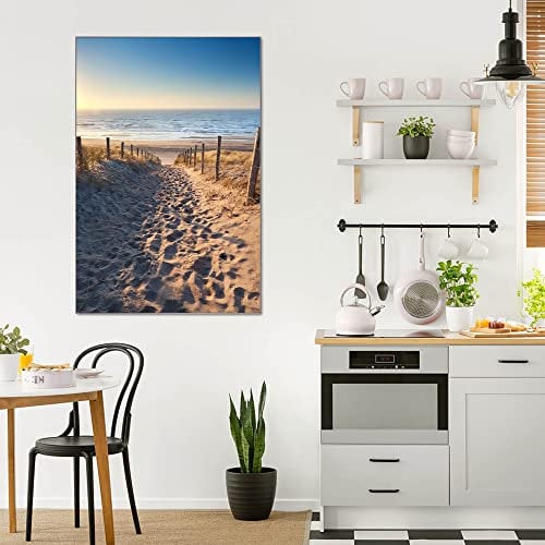 banjado® Glas Bild 30x45cm mit Motiv Nordseestrand als Wandbild für Wohnzimmer/Küche/Büro - Wohnzimmer Bild aus ESG Sicherheitsglas kratzfest mit geschliffenen Kanten - Glasbild groß als Wand Bild