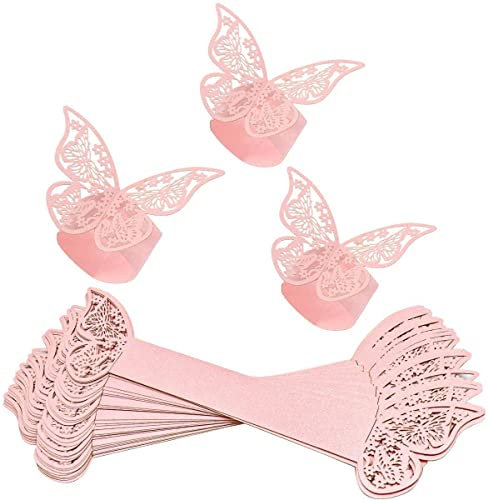 LATRAT 50 pezzi di carta 3D farfalla tovaglioli anelli porta tovaglioli banquet decorazione da tavolo portatovaglioli per matrimonio, hotel, tavolo, decorazione per feste