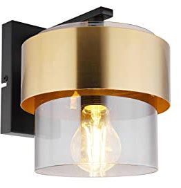 Globo LED Wandleuchte mit Rauchglas Lampenschirm Ø18cm und Messingring