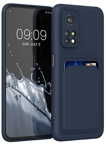 kwmobile Handyhülle kompatibel mit Xiaomi Mi 10T / Mi 10T Pro Hülle - Handy Cover mit Fach für Karten - in Dunkelblau