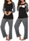 Ekouaer Pyjama d'allaitement pour Femme pour hôpital Manches Longues Modal de Grossesse Ensemble Pyjama 2 pièces Nero Gris L