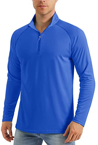 MAGCOMSEN Langarmshirt Herren Laufshirt Arbeitskleidung Surfen Tshirt Fahrradbekleidung UPF 50+ Leicht, Königsblau, XL