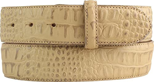 BELTINGER Gürtel mit Krokoprägung ohne Schnalle 4 cm | Leder-Gürtel für Damen Herren 40mm Kroko-Optik | Kroko-Muster | Schlamm 110cm