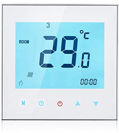 Andoer Thermostat 5A, WasserHeizung Thermostat, Raumtemperaturregler, Wöchentlich Programmierbares Raumthermostat, Fußbodenheizung Thermostat, LCD-Display Touchscreen, 110-230 V