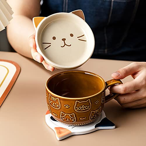 Kafei 300ml giapponese carino tazza creativa testa di gatto in ceramica tazza di caffè kawaii con coperchio casa coppia colazione tazza tazza di latte tazza di acqua tazza di caffè