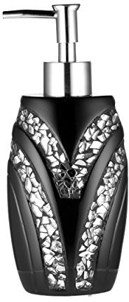 Zahari Home Sinatra Seifenspender/Lotionspumpe, einzigartiges Design, glitzerndes Glasmosaik-Dekor, Schwarz