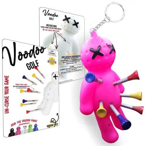 Voodoo Golf Ball-Tee-Halter, Schlüsselanhänger-Zubehör für Tasche, Geschenke für Herren, passend für 8,9 cm, 6,5 cm, 3,8 cm, 3,8 cm Tees, Pink, Small