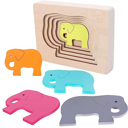 Aosmeol Schichtenpuzzle,Lagen-Puzzle,Holzpuzzle für Kinder,Steckpuzzle Holz,5-teiliges Holzpuzzle Holzspielzeug,Lagenpuzzle,Steckpuzzle Lernspielzeug für Kinder und Baby
