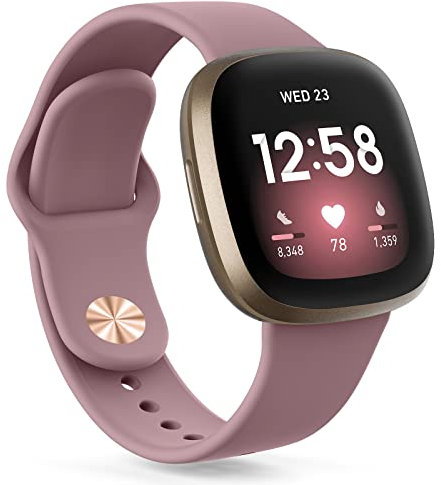 Oumida Armband für Fitbit Versa 3/4 und Sense/Sense 2 - Silikon Sportarmband Ersatz Uhrenarmband für Damen und Herren - Rauch Violett