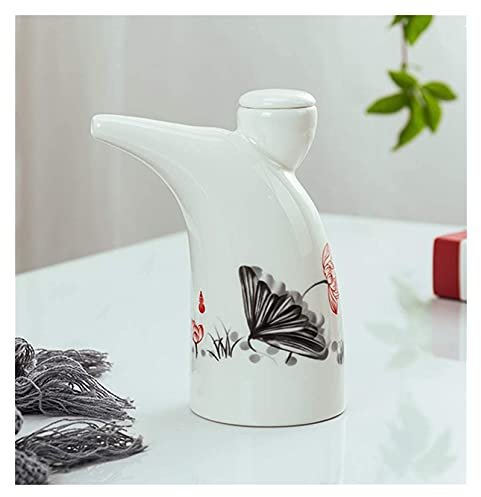 TONZN Bouteille de vinaigre anti-fuite, 250 ml d'huile de maison, bouteilles d'huile en céramique, bouteilles d'huile distributeur en céramique, boîte de rangement (couleur : E) (D)