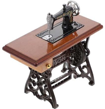 VILLCASE Mini Maquina De Coser Máquina De Coser para Niños Mesa De Casa De Muñecas Maquina De Coser Antigua Máquina De Coser Vintage De Simulación Sewing Machines Aleación Pedal Miniatura
