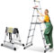 Cecaylie Échelle télescopique pliable 1,7 m + 2 m, en aluminium, antidérapante, multi-usage, capacité de charge maximale : 150 kg
