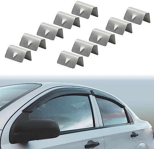 Clips de Déflecteur de Pluie de Vent,Clips de Déflecteur de Vent,Clips de Déflecteur de Fenêtre, Universel Clips de Fixation pour Déflecteur D'air,Clips de Déflecteur de Vent en Acier Inoxydable,10pcs