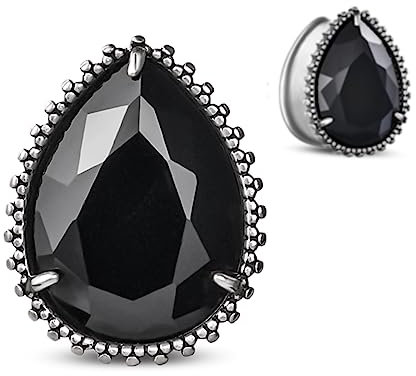 ERKUOO 2PCS Teardrop-Zirkon-Messgeräte für Ohren doppelt ausgestellte Ohrtunnel und -plugs Fleischspanner Expander Körper Piercing Schmuck 10mm
