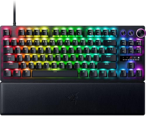 Huntsman V3 Pro TKL Esports Gaming Keyboard: interruttori ottici analogici con innesco rapido e azionamento regolabile - Tasti multimediali e quadrante - Keycaps PBT Doubleshot - Piastra superiore in