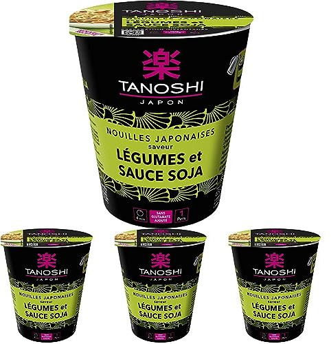 TANOSHI – Cup Nouilles Japonaises Instantanées – Saveur Légumes et Sauce Soja – Élaborées à Base de Blé – Inspirées des Recettes Traditionnelles – Prêtes en 3 Minutes – 65g