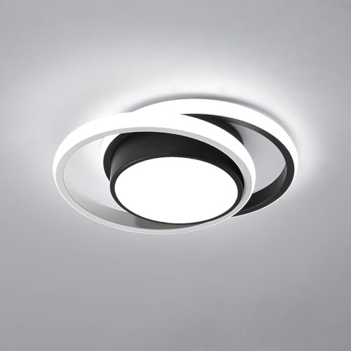 Comely LED Deckenlampe, 32W LED Deckenleuchte Modern Runden Lampe für Schlafzimmer Badezimmer Küche Balkon, Dia 280mm, Kaltweißes Licht 6500K, Schwarz