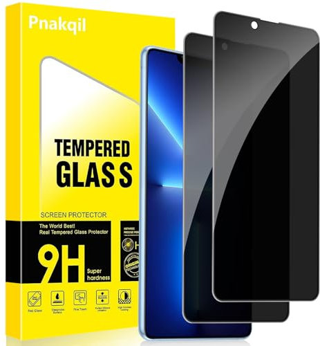 Pnakqil Protector Pantalla de Privacidad para iPhone 13 Pro Max Cristal Templado,Vidrio Película Antiespia Anti-Spy,Dureza 9H Antiarañazos Sin Burbujas Privacy Screen Protector,2 Unidades