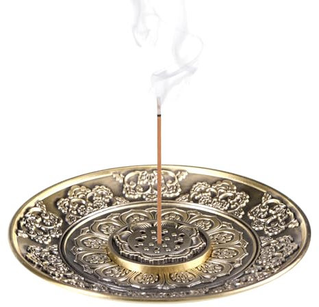 Soporte para Incienso, Soporte de Varilla de Incienso Cono, Quemador de Incienso de Cobre Disco de Plato, Incense Stick Holder, Incienso Soporte Metal, Porta-Incienso para Dormitorio, Oficina