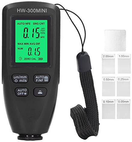 Digitale Schichtdickenmessgeräte, Lacktiefenmessgerät mit Hintergrundbeleuchtetem LCD-Display, 0 Bis 2000 UM Lackschichtdickenmessgerät für die Messung der Lackdicke in der (BLACK)