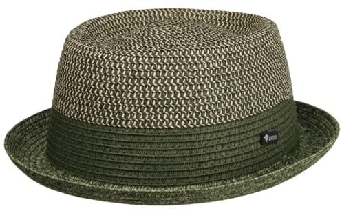 Lipodo Ennario Pork Pie Hat Classic Straw Hat Melange Travel in Italy Men Summer Green M (56-57 cm)