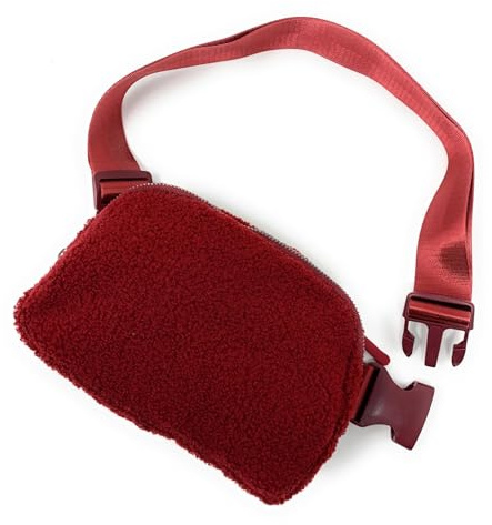 Cadoline Plüsch-Teddy-Fleece-Sherpa-Gürtel, Gürteltasche, Handtasche, 14 x 20,5 x 5 cm