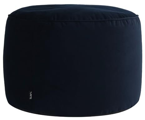 Icon Milano Hocker, Dunkelblau, Flauschiger Samt Stoff, Samt Sitzsack, Sitzpuff Hocker mit Füllung, Fußhocker für das Wohnzimmer, Deko Wohnzimmer