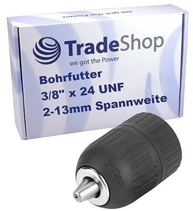 Trade-Shop Bohrfutter Werkzeugaufnahme Ersatzteil, 3/8 x 24 UNF Gewinde, Spannbereich 2-13mm ohne Schlag Schnellspanner