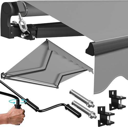 KESSER® Gelenkarmmarkise Markise Gelenkmarkise 300 x 250cm Terrassenmarkise Klemmmarkise Sonnenmarkise inkl. Wandhalterung Sonnenschutz Balkonmarkise wasserabweisend Alu/Polyester, Grau