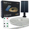 Tira de Luz Solar Exterior Regulable, 1800mAH 3.2V, Flexible, Impermeable IP65, Luces Led con Mando a Distancia y Pica para jardín, Luz cálida 2700K (5M)