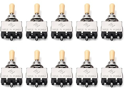 Oikabio 10X Perilla Maciza Eje de Caja Estilo para Conmutador Selector de 3 Posiciones Conmutador, Punta Beige