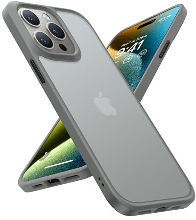 TORRAS Guardian für iPhone 15 Pro Max Hülle [Upgraded Zertifizierte Militärschutz] [Samtweiche Haptik] Handyhülle iPhone 15 Pro Max Stoßfest Matte mit Abnehmbare Knöpfe Titan Grau