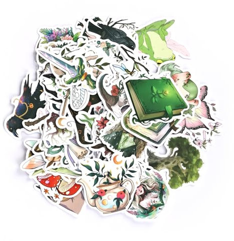 50 Stück Mittelalterliche Hexen Aufkleber Kinder, Wasserfestes Mysteriöse Witch Stickers aus Vinyl Gothic Vintage Anime Aufkleber Hexenparty Geschenke für Halloween Scrapbooking Laptop-Dekor