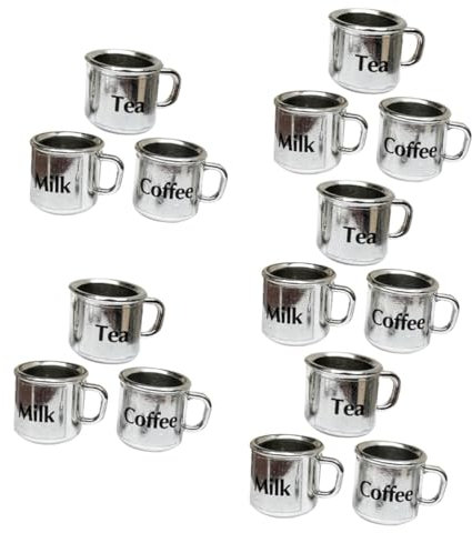 Vaguelly 15pcs Metal Mini Mugs for Boys and Girls Dolls House Miniature Cups Mugs Mini Tea Cups